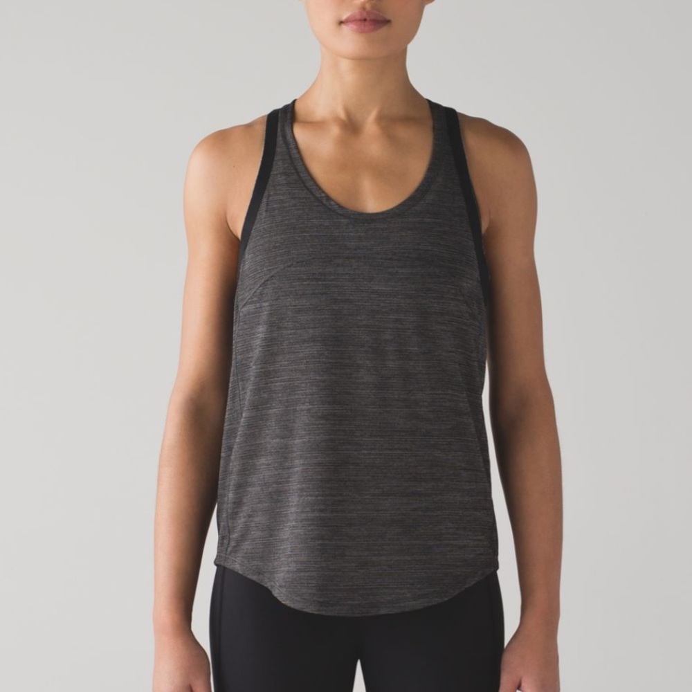 LULULEMON On Track Singlet Heathered Black Grey Racerback Tank Top Large